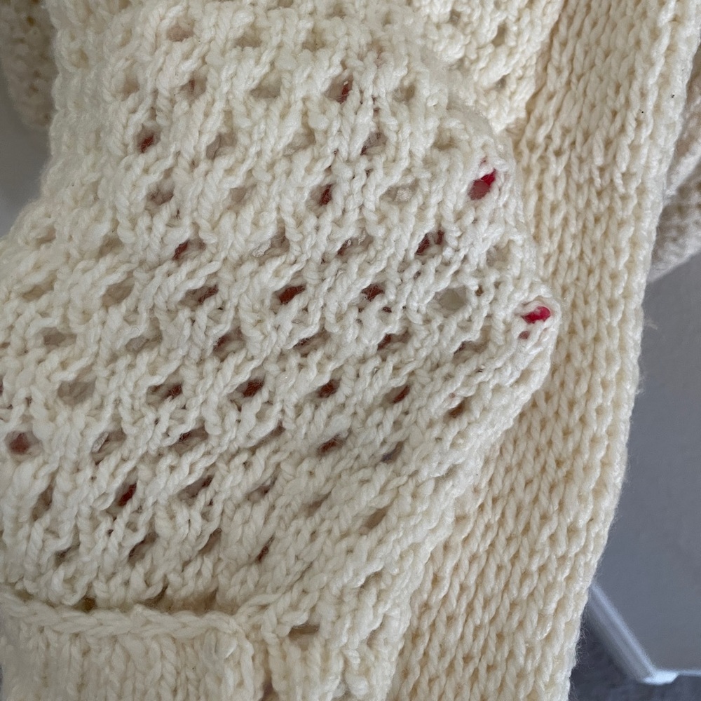 Vintage handmade 70s crochet cardigan cream ivory size XS/S chunky grandmacore - Picture 6 of 7